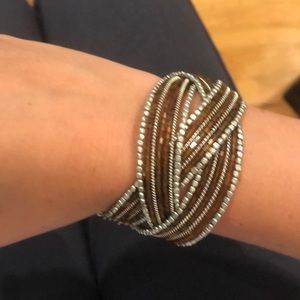 Brown and Silver Beaded Bracelet